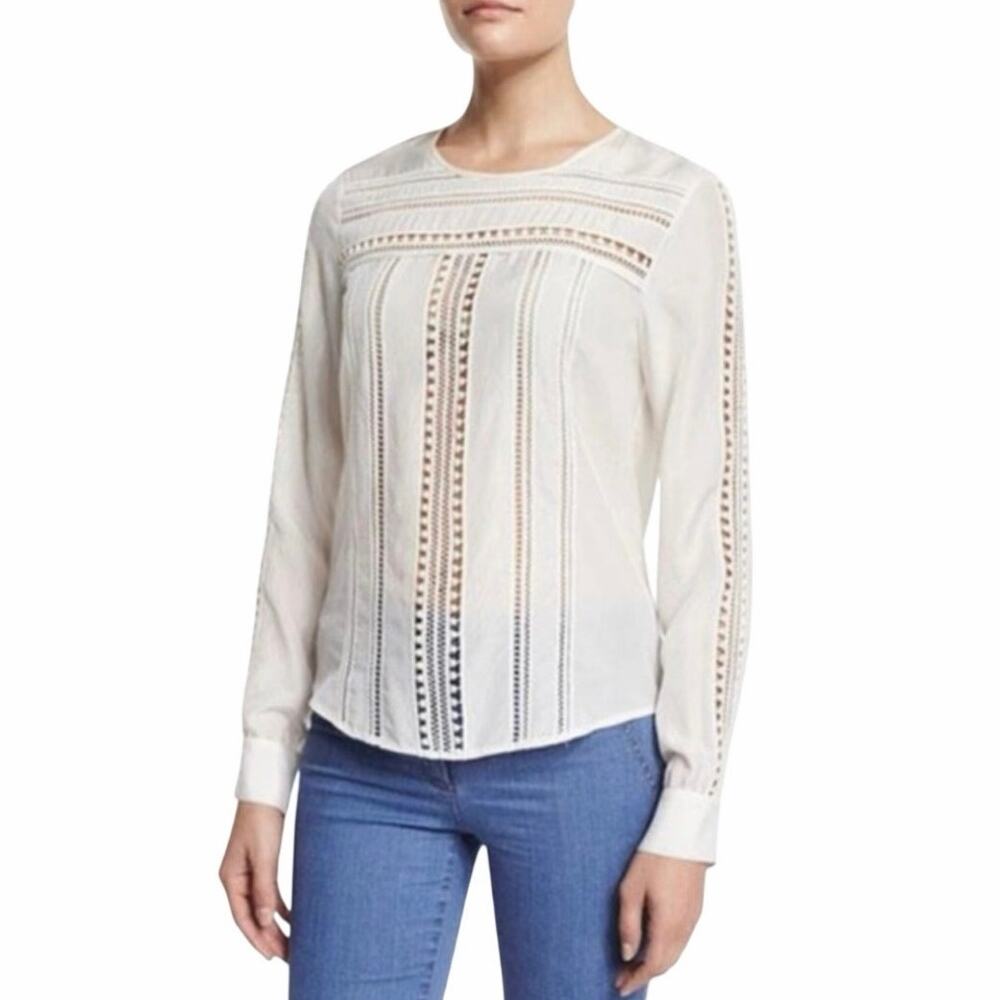 Veronica Beard Coral Gables Silk Blouse – Women Size 2 – Cream Ivory Off White